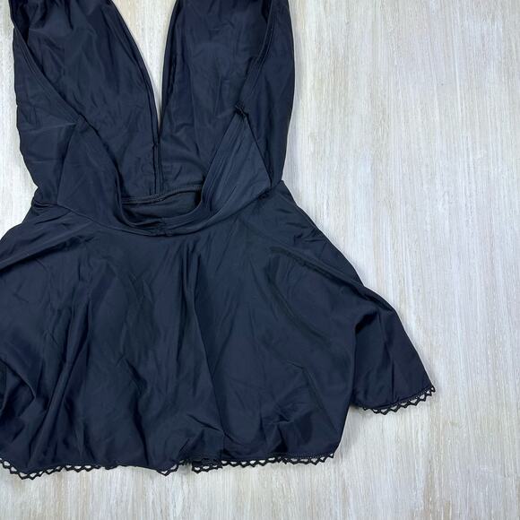 Unique Vintage Black Halter One Piece Swimsuit - Picture 10 of 13